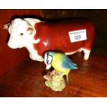 Beswick Blue Tit, and "Campions" Hereford bull figure