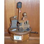 Thorens wooden novelty boy and train music box