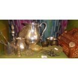 Silver plated items and Indian bronze make-up pot