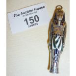 Egyptian Revival 1920's 800 silver and enamel novelty mechanical propelling pencil in the form of