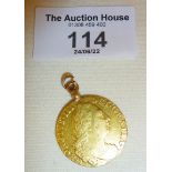 George III 1775 gold Guinea (with attached bale), 22ct gold, approx 8.9g