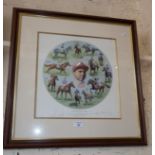 Roy Miller print "Tribute to Lester Piggoitt" 1953-1969 signed by Lester Piggott