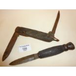 WW1 horn handled trench knife or fighting dagger by GROSE of LONDON, with horn handle