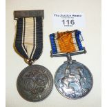 WW1 war medal to 117155 T. O'Donoghoe BDN (Bandsman) RN and another Southern Railway Centre of St.