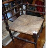 19th c. rush seated child's corner chair