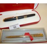 Sheaffer fountain pen in case and a gold plated Sheaffer mechanical pencil in box. both as new