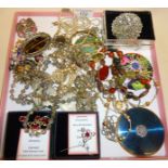 Vintage costume jewellery and powder compacts