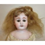 Antique 1800's Armand Marseille bisque porcelain fashion doll with kid leather jointed body and