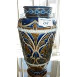 Royal Doulton stoneware vase by Florence E. Barlow, 10" high
