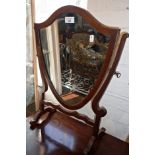 Victorian mahogany shield shaped dressing table mirror