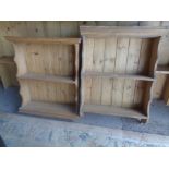 Pair pine wall shelves