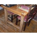 French oak contemporary dining table, approx. 6' long