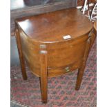 1930's Art Deco walnut bow fronted sewing table with drawer