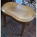 19th c. French fruitwood bidet with cover having inset brass handle