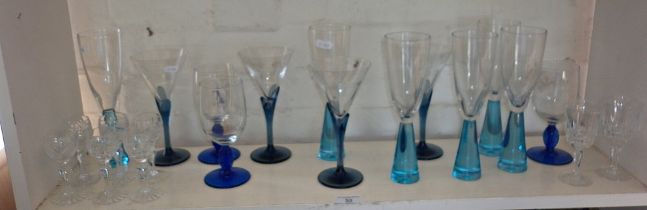 Quantity of contemporary glass champagne and wine glasses