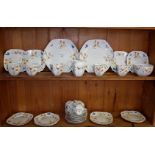 Royal Albert Crown China Art Deco harebells and butterfly decoration tea set (34 pieces) - some A/F