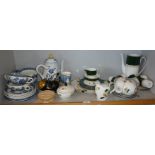 Spode "Green Velvet" china coffee set and other china
