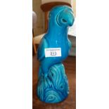 Large Chinese porcelain blue parrot, 26cm high