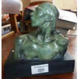 After Jacob EPSTEIN (1888-1959), a small bronze head and shoulders bust of Nan (The Dreamer),