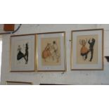 Set of four colour prints of dancing couples in national costumes, signed in pencil, 'sbilio' or '