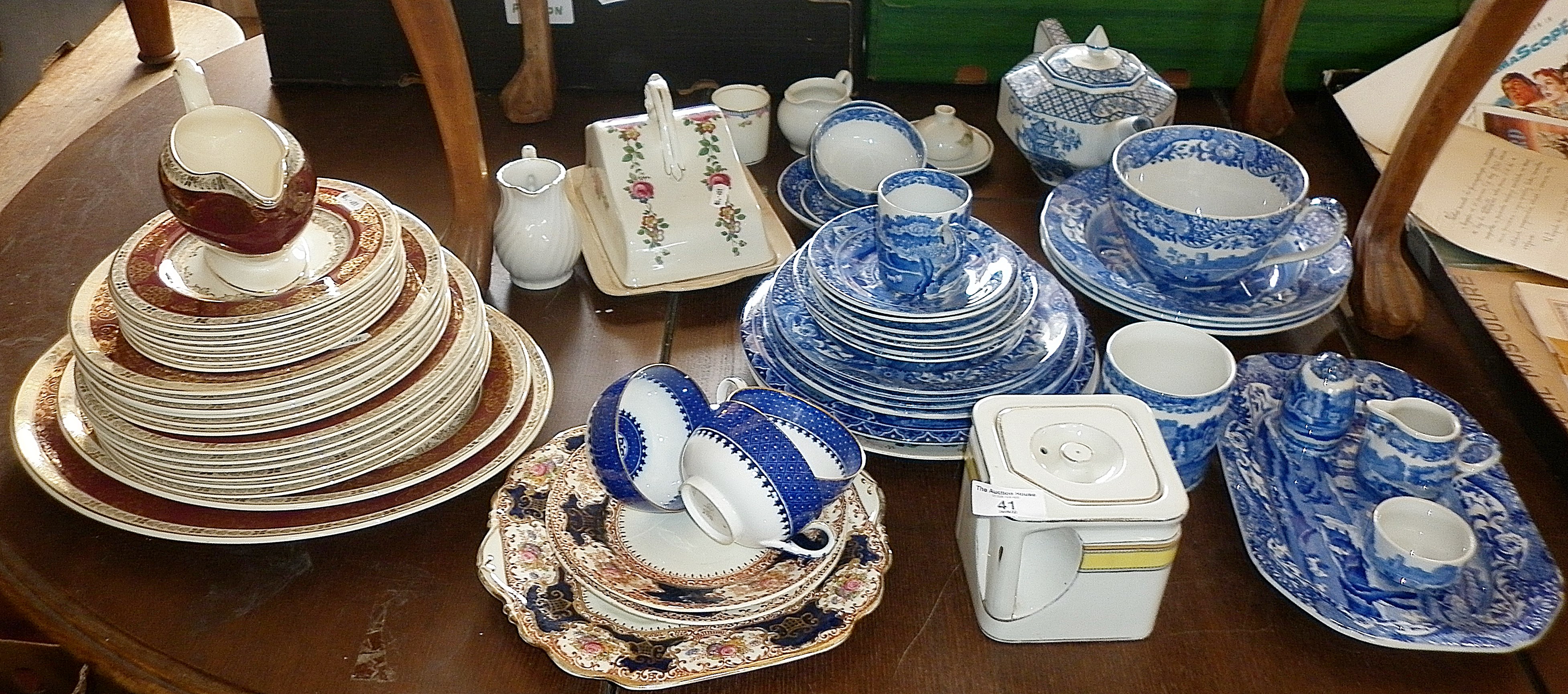 A Wedgwood & Co "Cube" teapot and a large quantity of assorted Italian Spode blue and white china