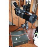 Celestron Tabletop 76 telescope Model No. 31034 and a cased pair of Hilkinson binoculars