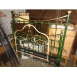 Victorian brass and iron three quarter sized bed and an iron single bed