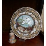 Victorian shell art diorama picture with maritime scene, possibly sailor's love token and an I.O.W