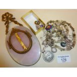 Silver jewellery, ormolu plaque etc.