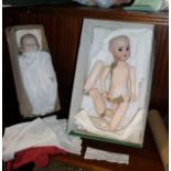 French SFBJ.60 bisque headed doll (A/F) and a baby bisque headed doll made in Japan