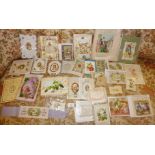 Collection of antique greetings and Valentines cards, mid to late 19th c.