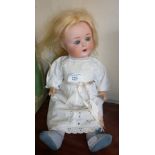 Armand Marseille bisque headed open mouthed doll, mould no. 996, 16" high