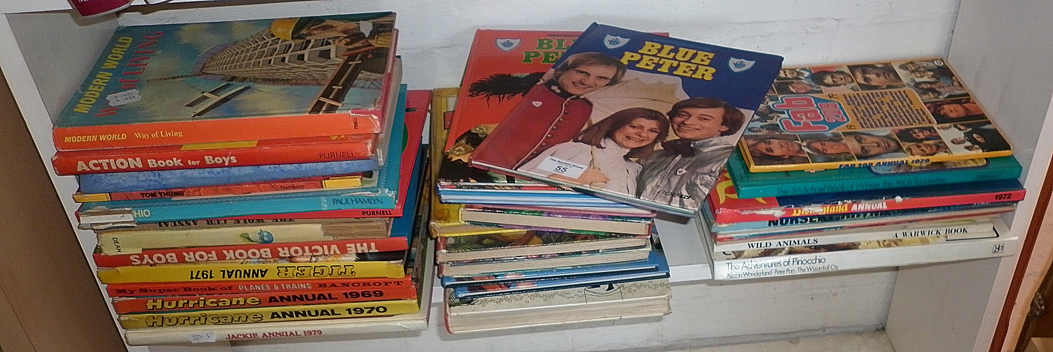 Large quantity of children's annuals, inc. Blue Peter, Tiger and Hurricane, etc.