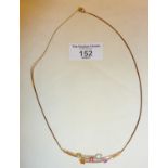 9ct gold necklace with coloured gems