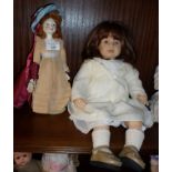 Royal Doulton Kate Greenaway porcelain headed doll, no. DN17, and another doll