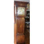19th c. inlaid oak cased 30 hour longcase clock by George Lotts of Honiton having a brass dial