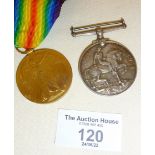 WW1 medal pair awarded to 6697 PTE. F BROWN MIDD'X R.