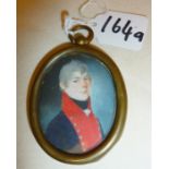 Georgian portrait miniature watercolour of a young man in military uniform