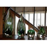 Group of four Swedish Art glass paperweights and Modernist sculptures by Studio-Ahus