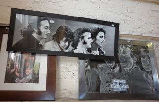 Photoprint of the Beatles and two similar of the Rolling Stones
