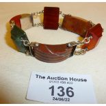 Antique silver and agate bracelet