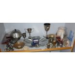 Stainless steel fruit bowl, fondue set and other items