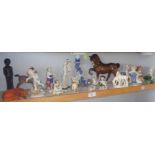 Beswick sleeping fox, prancing pony (A/F) and other figurines