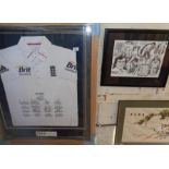 Autographed and framed England cricket shirt from 2012 winter test series against India (COA) and