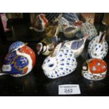 Royal Crown Derby china ladybird, two rabbits and three birds