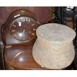 Smiths Westminster mantle clock in wood case and an African woven basket