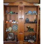 Edwardian two-door satin walnut glazed cabinet, 4ft wide