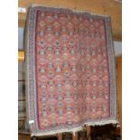 Small antique Kurdish Senneh rug, 64cm x 53cm (some border unknotted)