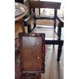 19th c. Colonial made elbow chair with cane seat and a carved hardwood tray