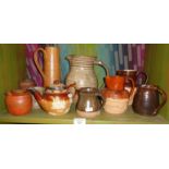 Assorted studio pottery and other jugs, inc. Grayshott stoneware jug